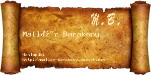 Mallár Barakony névjegykártya